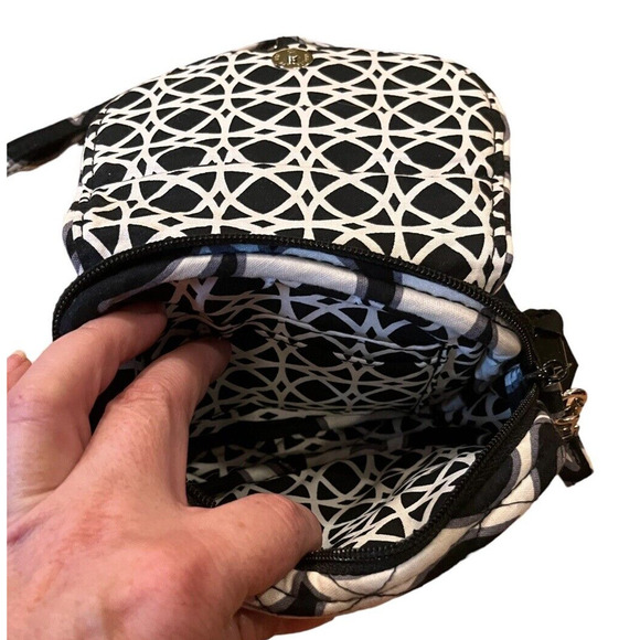 Vera Bradley Geometric Print Mini Black and White Crossbody Shoulder Bag Belt - Picture 4 of 6